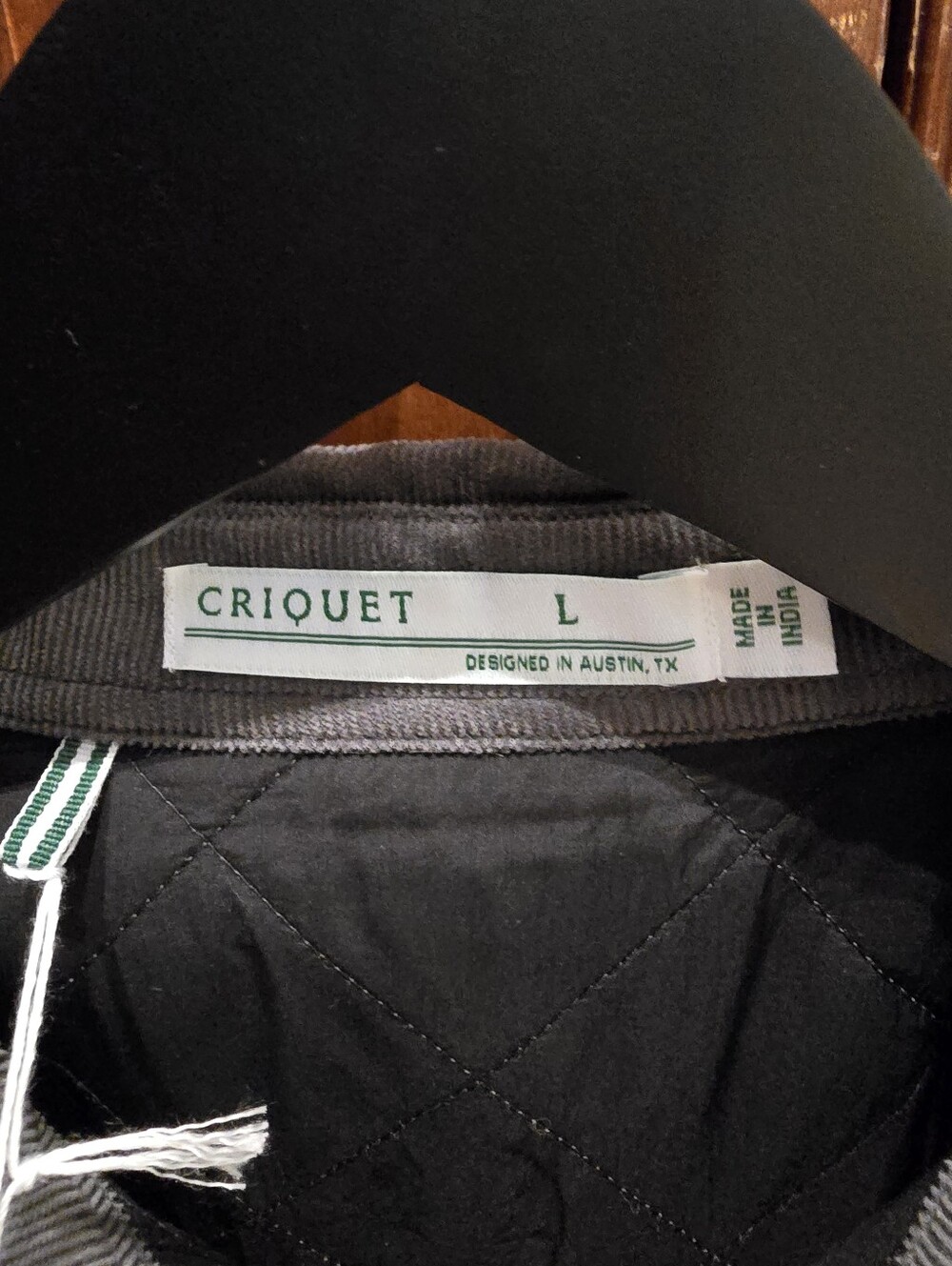 Criquet. New w/tags. Size L. Corduroy Quilted Button-Front Jacket - Gray - Picture 3 of 5